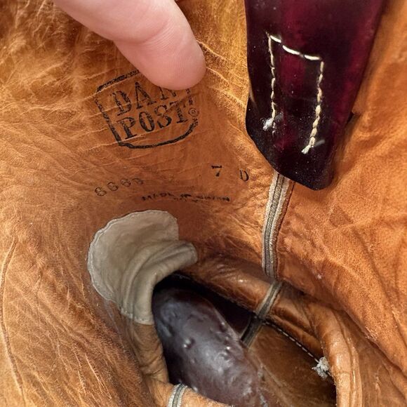 Dan Post Embroidered Black Leather Cowboy Boots Men’s 7 Vintage - Picture 7 of 12